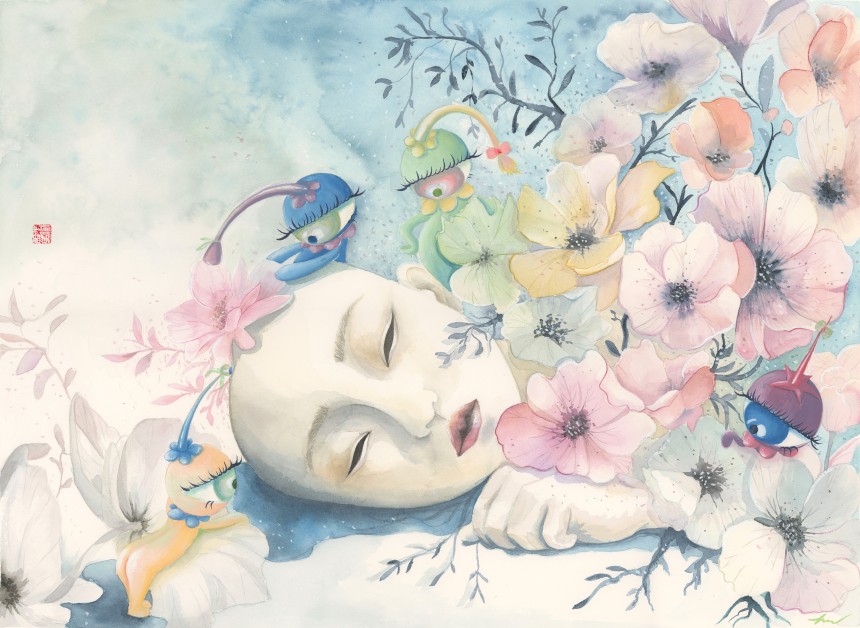 "Shell of Self #1," 2025, watercolor & gouache on paper, 22” x 30”, free domestic shipping