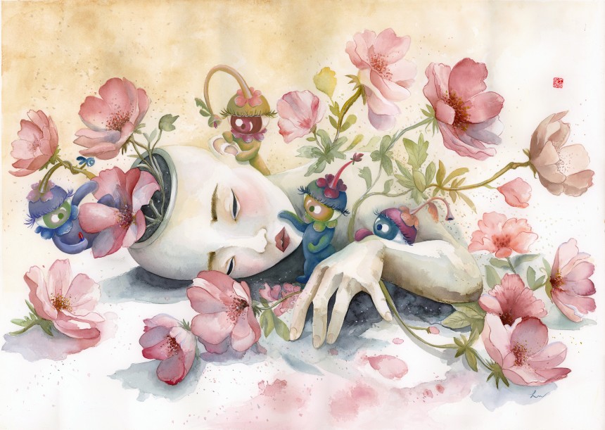 "Shell of Self #3," 2025, watercolor & gouache on paper, 29” x 40”, free domestic shipping