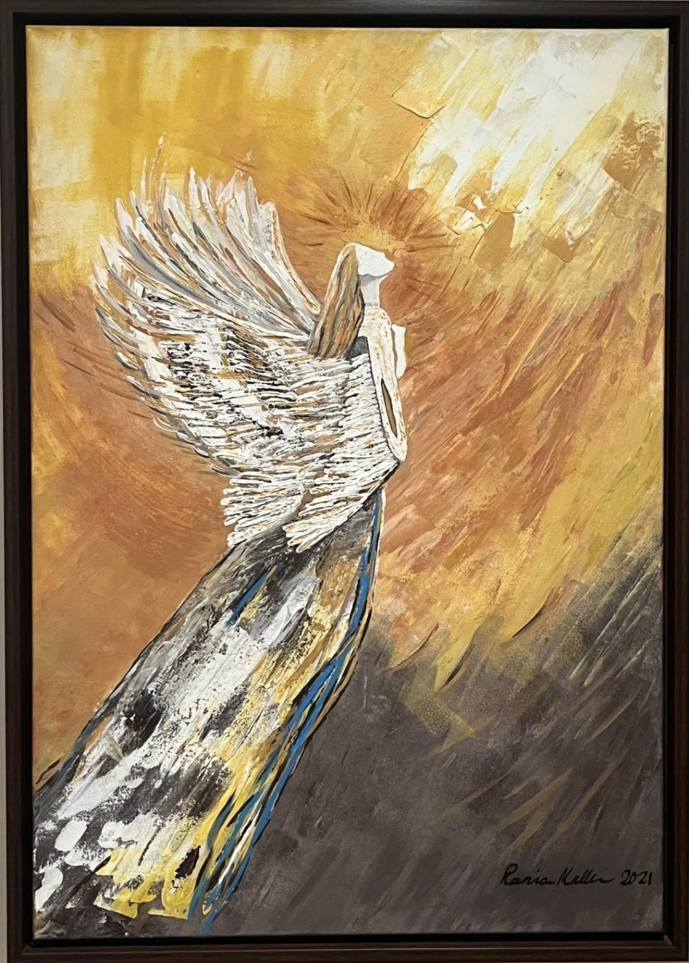 This piece speaks to the quiet strength of lifting upward, even when weighted by life‘s heaviness. The angel leans into the light with wings unfurled, carrying both fragility and resilience. It is about moving through struggle and choosing to rise, again and again.