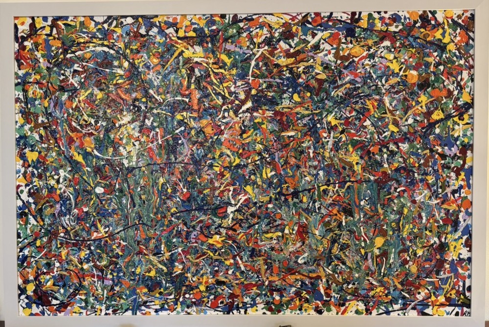 This piece is alive with movement and color. A burst of energy that at first feels overwhelming, but slowly reveals its own rhythm. It’s a reminder that even in the middle of life’s chaos there’s a hidden order that brings everything together.