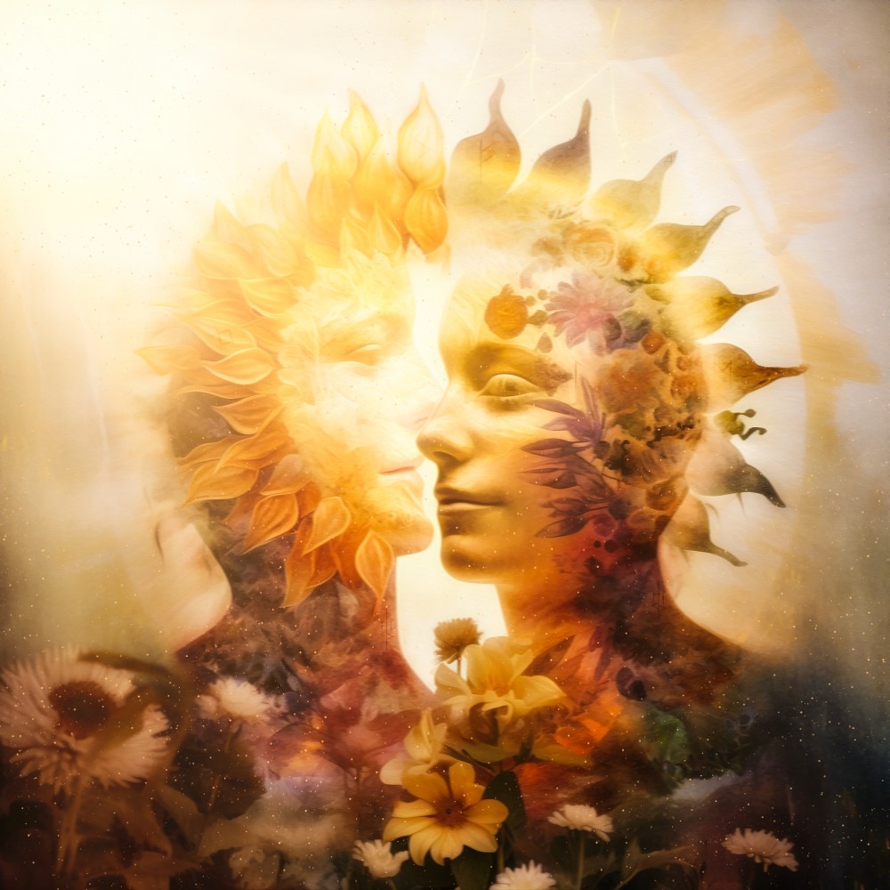 Root and river, blood and bough,
Veiled in mist, crowned in vow.
Gold-hued weaver, night-bound seer,
Sun-drunk reaper, antlered sphere.

One in a whisper, one in a roar,
Feathered shadow, golden spore.
She who walks where echoes weep,
He who wakes the buried deep.

Thread of death, the bloom of birth,
Sung in stars, sown in earth.
Twinned in tide, in light’s decay—
One to summon, one to stay.