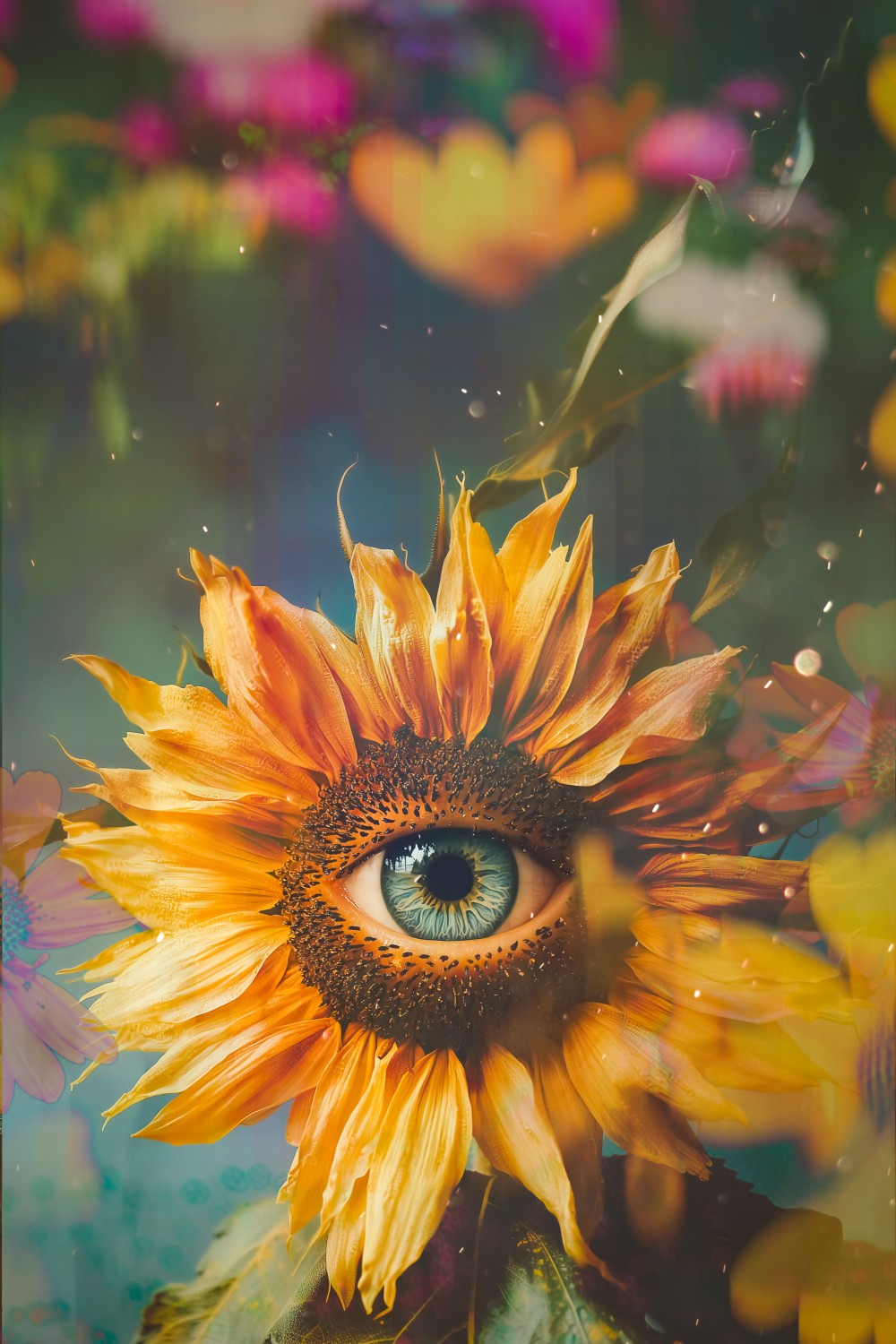 Golden petals dance with light, a watchful eye in fields so bright. Gazing deep, the earth it knows, where secret winds and wisdom grow. A blooming soul, both old and new, bathed in dawn’s enchanting hue. What stories hide within its gaze? What dreams drift in golden haze?