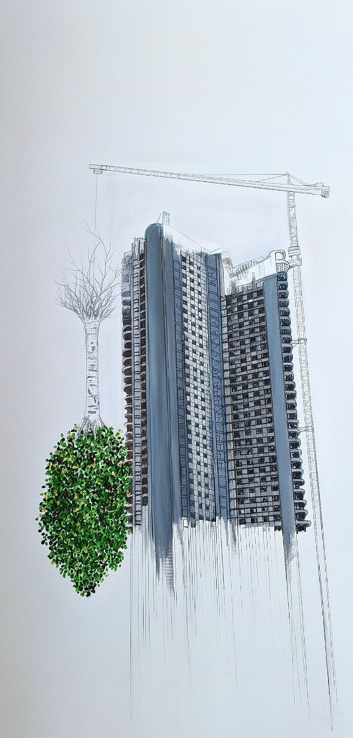 Acrylic Paint on Canvas, Embroidery, 100x50 cm, 2023