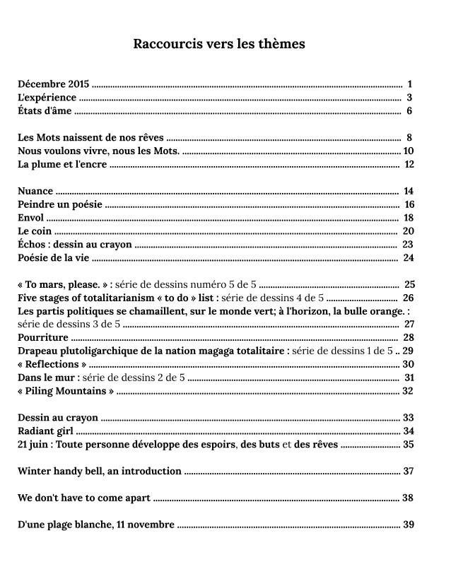 Aperçu d'Un pandicule de mots : Raccourcis vers les thèmes