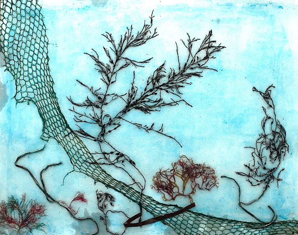 @ADAGP 
40 x 50cm
Peinture phosphorescente et acrylique sur Papier à texture toile - Incorporation d'algues séchées