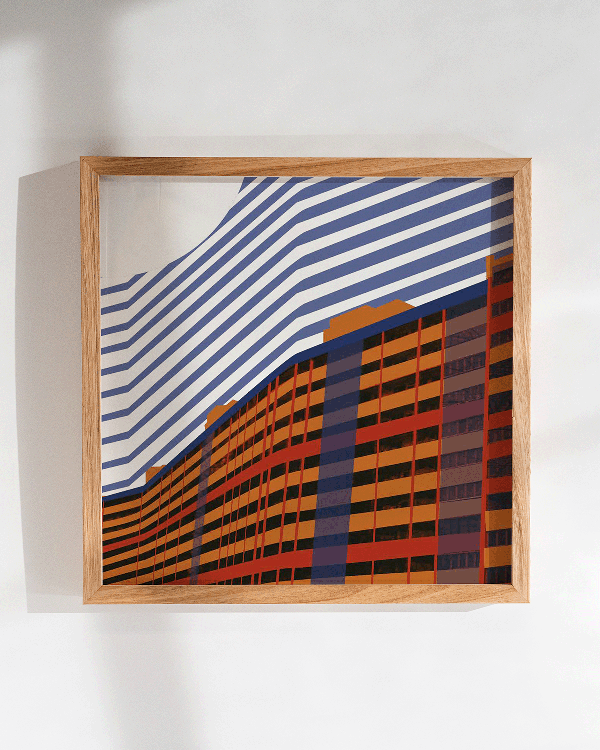 Vector art and photography. Picture of the longest building in Gdańsk Poland.