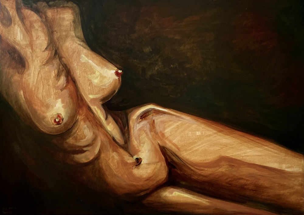 120 x 60 cm
Acrylic on canvas

It’s a Sunday. You are drinking your morning latte and looking at exquisite art. Peaceful and definitely tasty