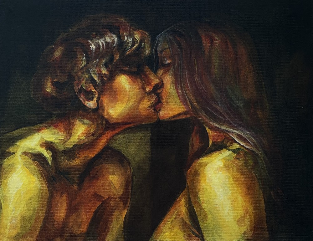 30.5 x 40.6 cm
Acrylic on canvas

I want you to look at this painting while listening to the rhythm of the song. I need you to breathe in deeply and feel everything that resonates inside you.
I hope you emerge on the other side of the painting by letting go every love that has ever hurt you and left you feeling lonely. Because for that great pain it caused you, you gained the courage to love yourself more than anyone ever could.
“The Last Love” is my bow to you for that last kiss you keep carrying on your lips as a reminder of the love you once felt