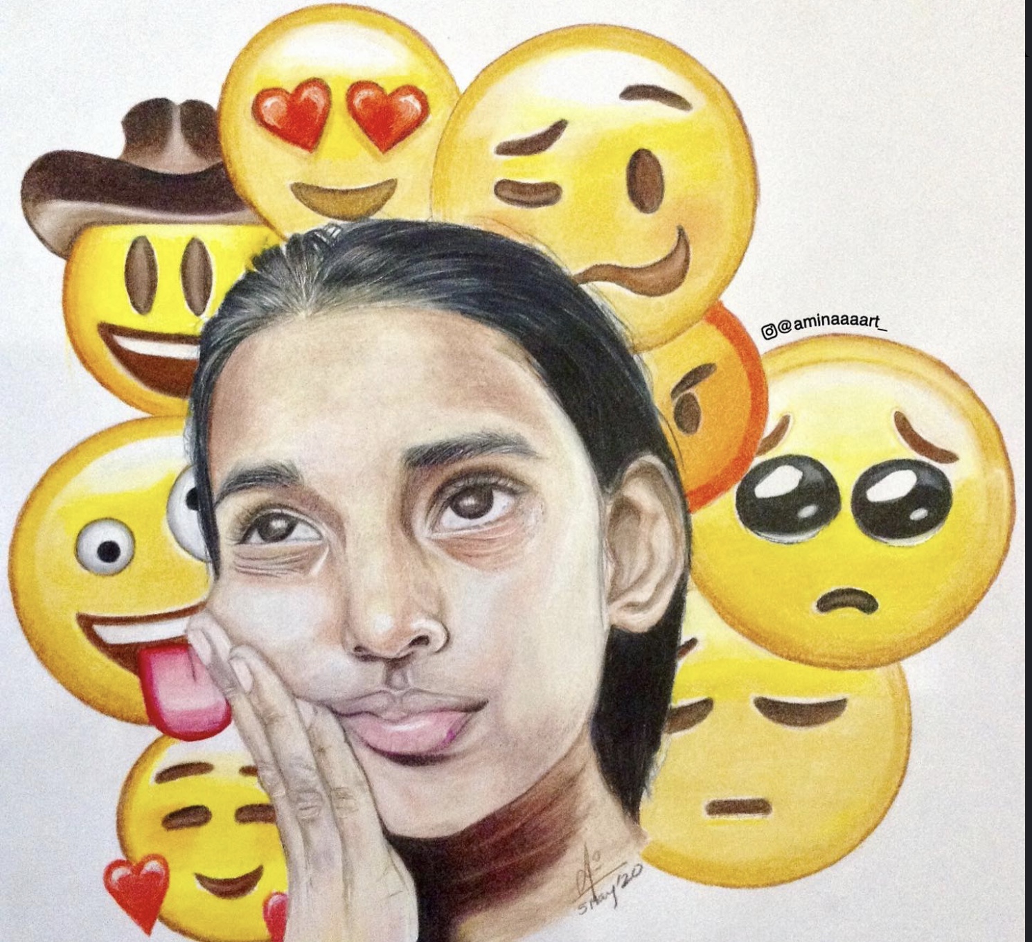 I'm Amina, and I'm based in LA. I love working with numerous mediums (oils, acrylics, watercolors, colored pencils, gouache). I've been painting since I was 5! I like to make art in my free time, when I'm not doing research in the wet lab (I'm pursuing a STEM degree).