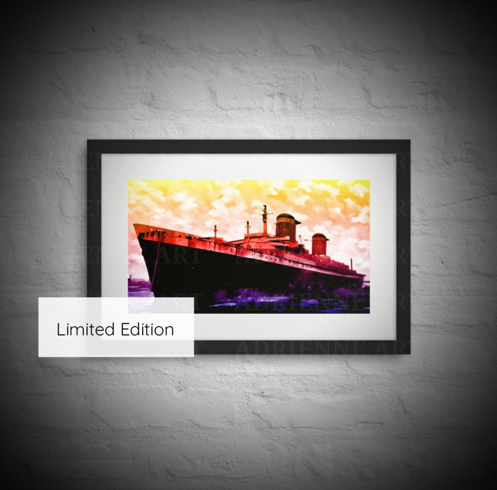 SS United States x ADRIENNE ART :: Limited Edition Framed Prints on Paper and Canvas :: Signed & Numbered :: Certificate of Authenticity :: Special Affordable Pricing :: 

Only 30 Will Be Crafted • Pre Order for Fall 2025 • Available Soon