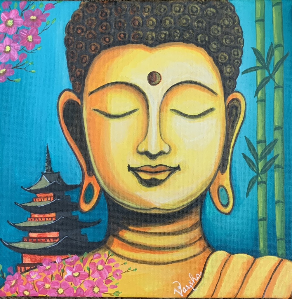 Acrylics on 20cm x 20cm canvas. Japan series.