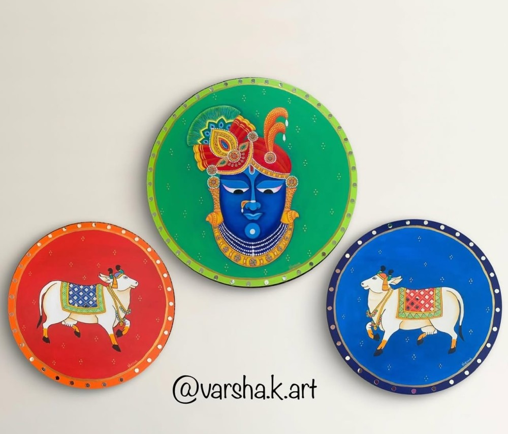 Acrylics on 50cm and 40cm round canvases