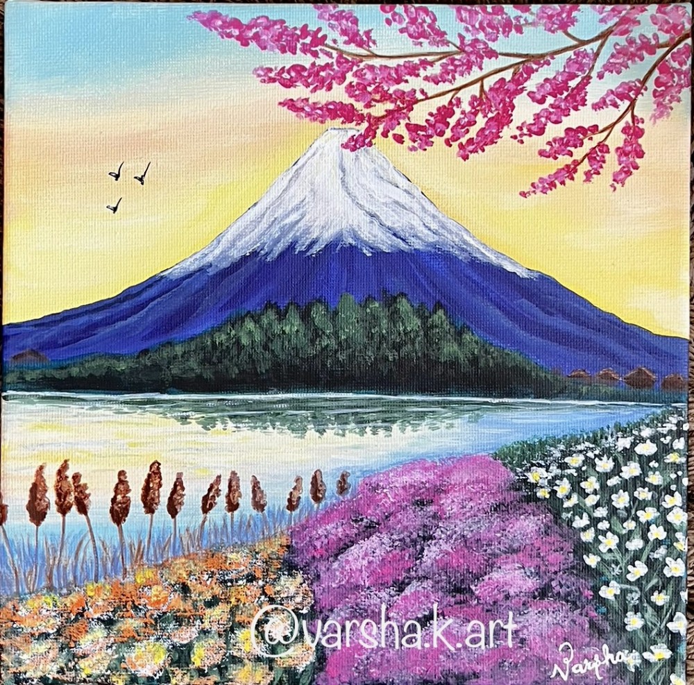 Acrylics on 20cm x 20cm canvas. Japan series