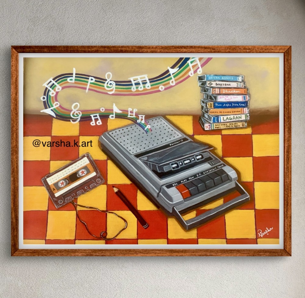 Acrylics on 40cm x 30cm canvas sheet. Comes with frame.