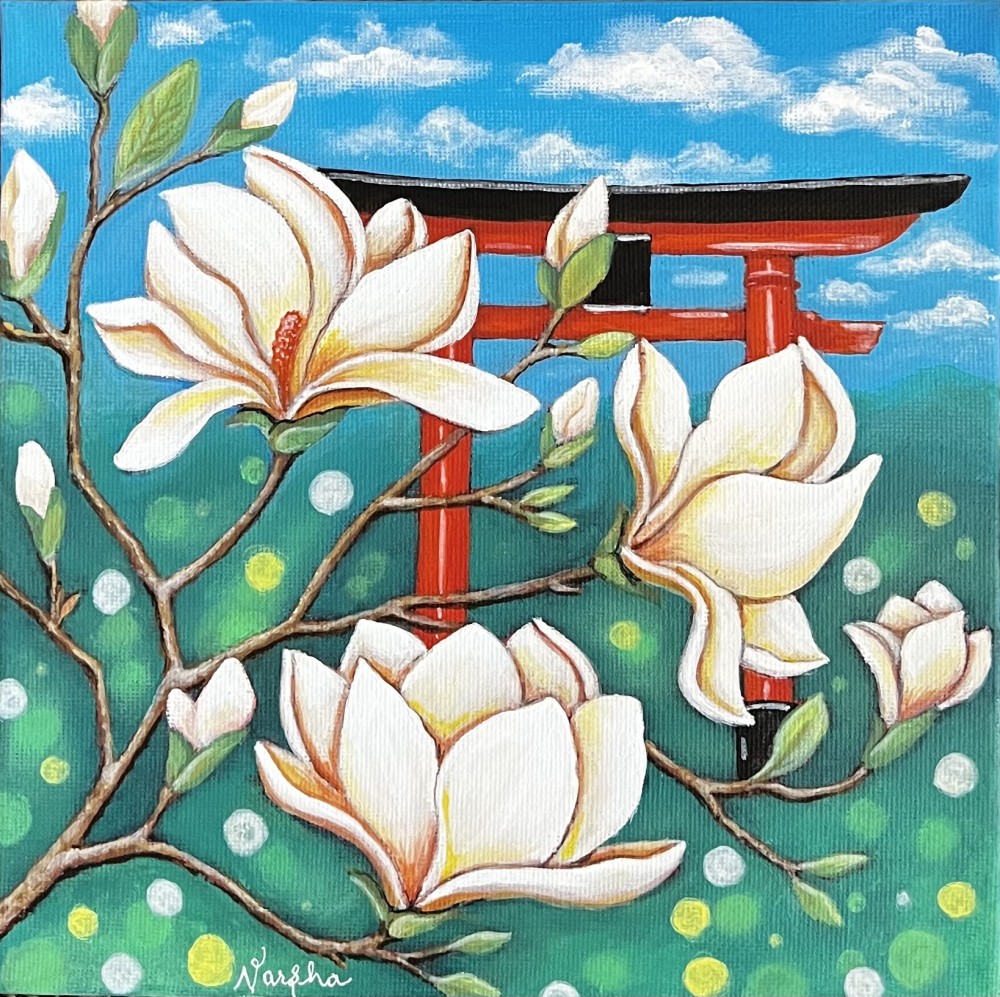 Acrylics on 20cm x 20cm canvas. Japan series.