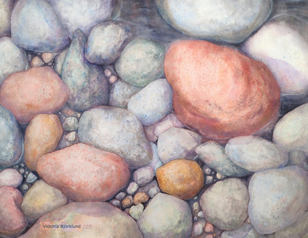 "Jurmo stones", watercolour 40x50 cm, 2018. Exhibition: Nordiska Akvarellsälskapet "Nordisk Akvarell 2019"  23.11.2019–31.05.2020 i Tykö, Finland.