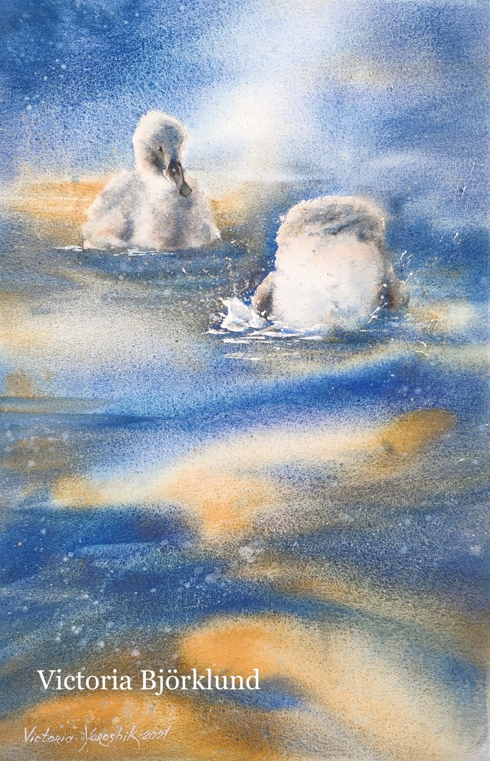 "Friends", watercolour 38x 56, 2021. The  ECWS XXIV exhibition and symposium 2021, Ulm, Germany.