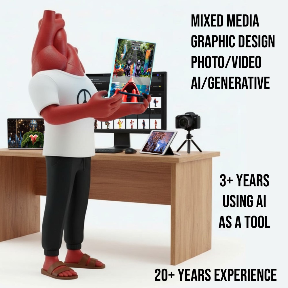 The core motivator for my visual art is storytelling. My visual practice began as a way to create imagery that could coexist with my music and convey the same emotion and narrative. Over time, that need grew into its own creative language.

I am drawn to the quiet art already happening around us, moments, textures, and expressions that reveal meaning when you slow down. Capturing life is only the starting point. The real work is shaping those fragments into visual stories.

Photography, video, graphic design, mixed media, and generative tools are all part of the same process. What began as support for music releases has evolved into a collaborative practice shaped by fans, collectors, and artists I’ve met through Tezos and the NFT space.

AI and generative tools act as creative partners, helping explore alternate versions of a story. Each release is documented through smart contracts and NFTs, forming interconnected story worlds built through art, technology, and community.